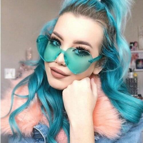 11 color Fashion cute sexy retro Love Heart Rimless Women Luxury Brand Designer Sunglasses Eyewear Candy Color UV400