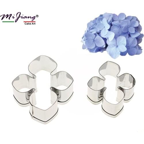 2pcs/set Hydrangea Petals Cookie Cutter Stainless Steel Fondant Mould Wedding Cake Decorations DIY Pastry Tool Baking Mold A368