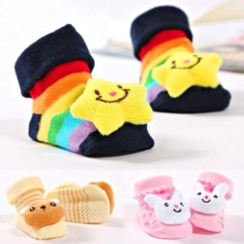3Pairs/Lot New Cotton baby Socks Character Cute Stereo Floor Newborn