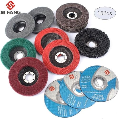 4.5 inch 115mm15Pcs Flap Discs Set Grinding Wheels Cut off Wheel Nylon Buffing Polishing Wheel Flap Disc use for polishing