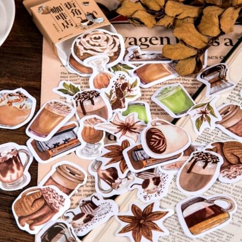 46 Pcs/lot Cute Coffee Drinks Kawaii Boxed Stickers Planner Scrapbooking Stationery Japanese Diary Album Stick Label Stickers