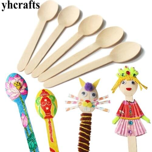 50PCS/LOT.Wood spoon arts and crafts.Early learning educational toys Kindergarten craft material Drawing toy sets Wholesale OEM