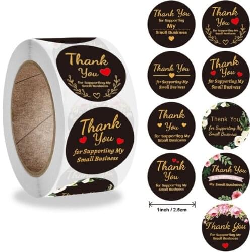 500piece 1 inch per Roll sealing stickers Bronzing Black background Envelope packaging decoration Handmade Round 25MM