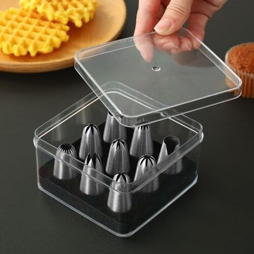 7/9PCS Cake Cream Nozzles Set Storage Box Stainless Steel Icing Piping Rose Cookie Decorating Mouth Kitchen DIY Baking Tools