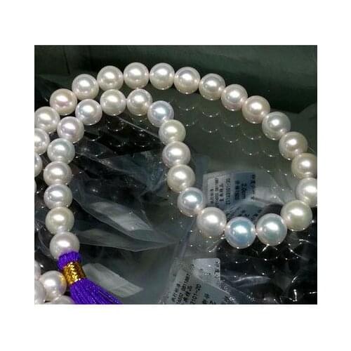 Free shipping wholesale Price AAA 10-11 MM ROUND SOUTH SEA GENUINE WHITE PEARL NECKLACE 18 " 14 k gold