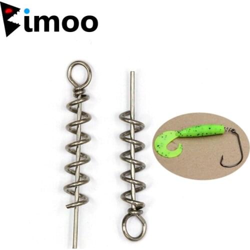 Bimoo 35mm 45mm 50mm Soft Bait Spring Lock Pin Stainless Steel Fishing Bait Connector Assist Worm Lure Screw Hook Fishing Tackle