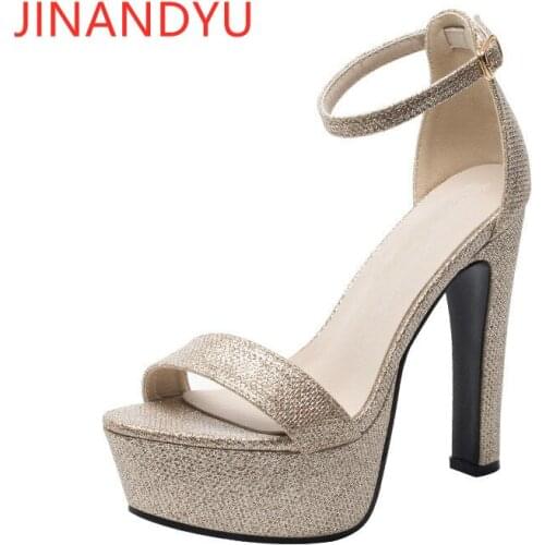 Gold Black Platform Heels for Women Summer Sandals Sexy Wedding Pumps Women Shoes High Heel Strip Dance Sandalias De Gladiador