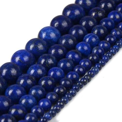 Hot Sale Dark Blue Natural Stone Beads 4-12mm Pick Size DIY Bracelet Necklace For Women Jewelry