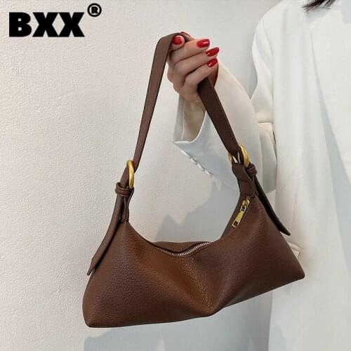 [BXX] Simple PU Leather Crossbody Bags For Women 2021 Autumn Branded Shoulder Bag Handbags Trending Luxury Travel Hand Bag HU715