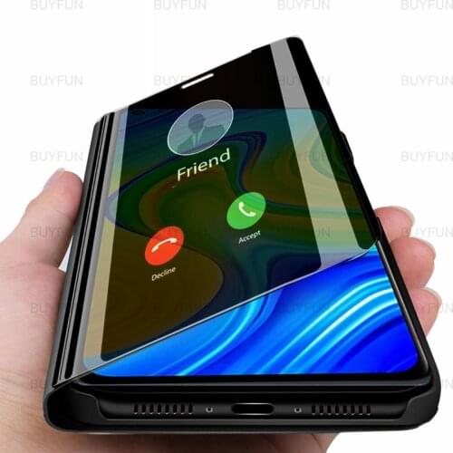 Case smart mirror flip phone cases for xiaomi redmi note 9 magnetic stand cover for redmi note 9 pro max 9s 9t shockproof shell