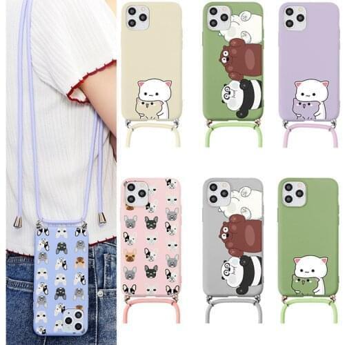 Soft TPU Case For Xiaomi Redmi Note 8T 5 7 9C 9T 6 8 910 Pro Lite Mi 11 Lite SE 10T Poco X3 M3 Necklace Lanyard Rope Back Funda