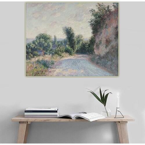 Citon Claude monet《Road near Giverny》Canvas Art Oil Painting Artwork Poster Picture Wall Background Decor Home indoor Decoration