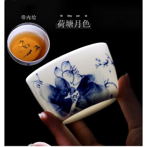 Jingdezhen ceramic tea cup hand-painted kungfu tea set master cup single small tea bowl cup