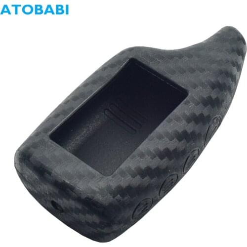 Carbon Fiber Rubber Car Key Case For Scher Khan Magicar 5 6 V Logicar A B Car Alarm LCD Remote Control Silicone Protector Cover