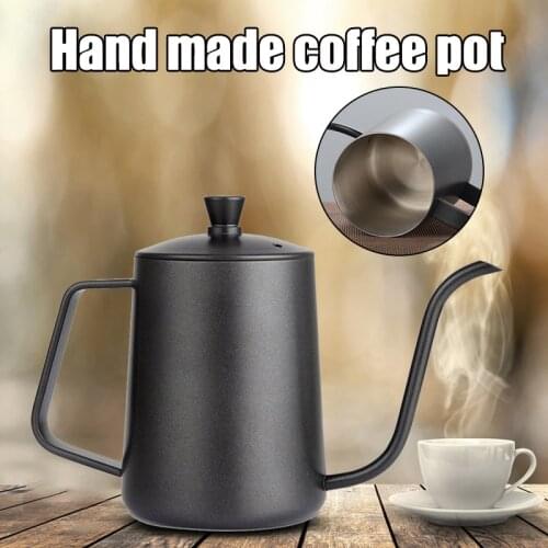 304 Stainless Steel Coffee Utensils Tea Milk Kettle Swan Neck Fine Mouth with Cover for House Travel Kitchen @LS