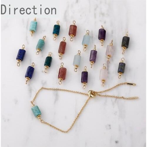 Copper plated 14K real gold natural stone strawberry crystal double hanging DIY bracelet earrings hand made material accessories