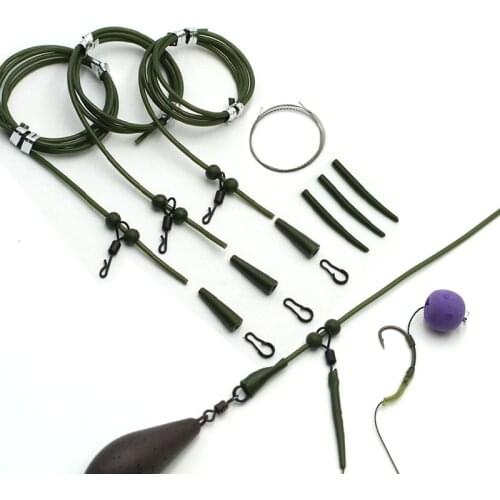 3 Set Carp Fishing Accessories Set Chod Heli Rig Ring Kit Buffer Sleeve Rolling Swivel Rig Connector Sleeve Rubber Fishing Beads