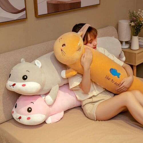 New 80-140cm Cute Animal Cat Hamster Long Pillow Plush Toys Lovely Soft Stuffed Sleeping Cushion Dolls For Children Girls Gifts