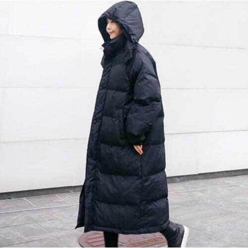 New Down Cotton Winter Coats Warm Parka Winter Jacket Women Detachable Hooded Long Overcoat Loose Windproof Female Jacket HK214