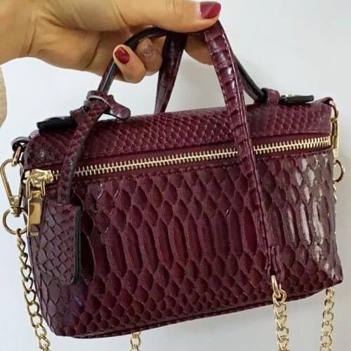 New Python Pattern Maroon Clutch Bag Leather Handbag Chain Leather Python Leather Shoulder Bag PU Ostrich Ins Purse