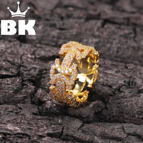 The Hip 10mm Byzantine Miami Cuban Ring Wedding Engagemet Copper Gold Silver Color Ring For Women Girl Eternity Band Ring