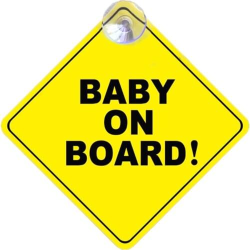 BABY ON BOARD Stroller Safety Car Window Sticker Yellow Reflective Warning Sign