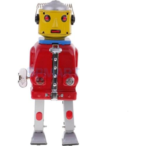 Retro Vintage Wind Up Clockwork Mechanical Walking Mr.Robot Tin Toy Adult Collectible Gifts
