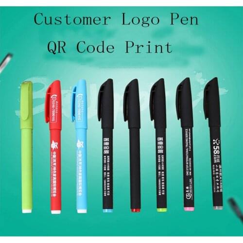 Customer Logo Gelpen OEM Advertisement Stationery QR Code Printing Pen School Office Business Signature Carbon Pen Two Bar Codes