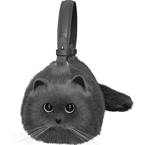 Hand bag Mini bag with versatile chain high quality cute fashion Grey cat bag cross body bag clutch bag