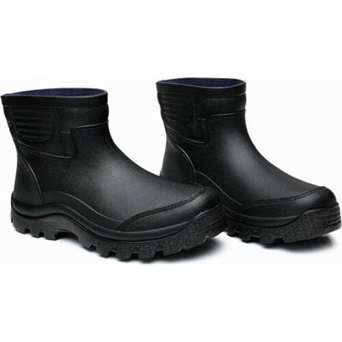 Aleafalling Rain Boots Waterproof Spring Winter Shoes Men Rain Boys Water Rubber Black Ankle Boots Slip-on Botas M016
