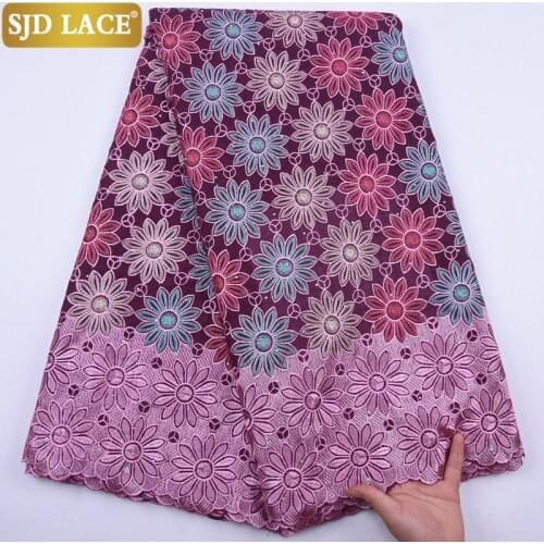 SJD LACE New Arrival Swiss Voile In Switzerland High Quality African Lace Fabric With Stones Cotton Tulle For Wedding DressA2055