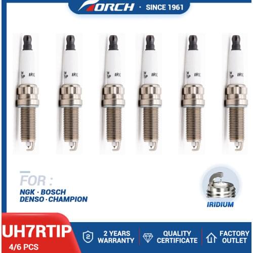 TORCH Spark Plug 4-6pcs Iridium Spark Plug UH7RTIP Replacement for NGK Champion Bocsh Automobiles DONGFENG BMW