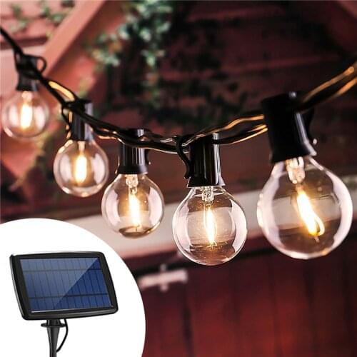 10/25 LED Glass Blub Solar Light String Outdoor Street Garden Garland Patio 4 Modes Retro Edison Blub LED String Lights 5.5/7.6m