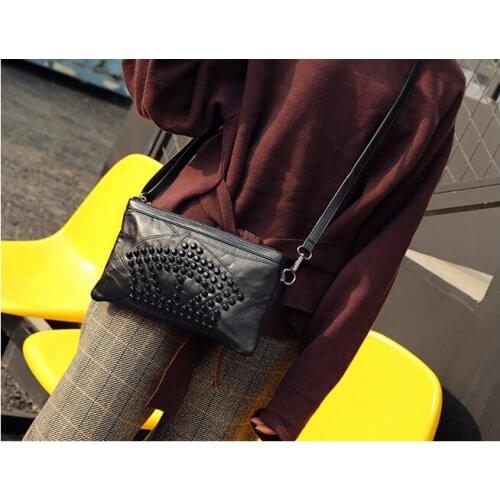 Ladies simple solid color square one-shoulder messenger bag female elegant fashion all-match handbag mobile phone bag