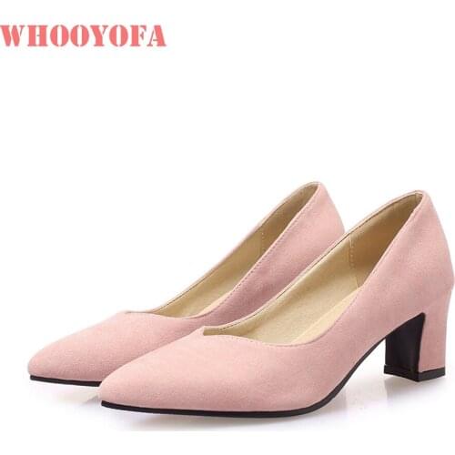Brand New Sexy Pink Black Women Wedding Pumps Med Chunky Heels Lady Nude Shoes WB393 Plus Big Small Size 10 30 43 45 48