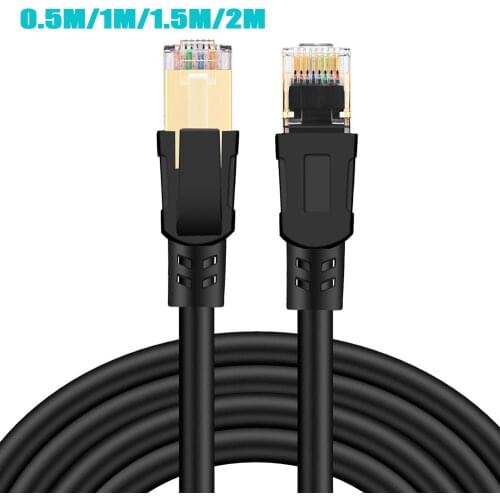 0.5/1/1.5/2m Cat8 Ethernet Cable RJ45 Network Cord 2000Mhz High Speed Patch Cable 25/40Gbps Perfect Connection Dsl/Cable Modem
