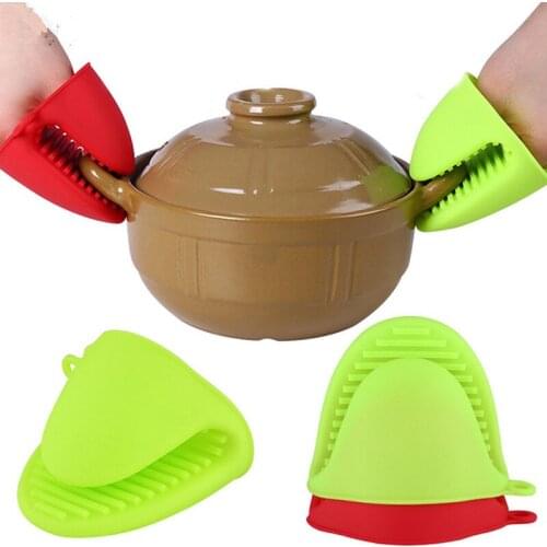 1PC Silicone Kitchen Heat Insulated Oven Gloves Cooking Microwave Non-Slip Gripper Pot Holder Bowl Plate Mitts Clips