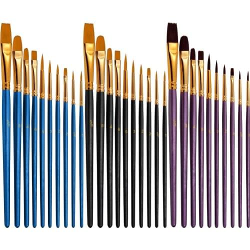 10Pcs Paint Brushes Set Nylon Hair Painting Brush Short Rod Oil Acrylic Brush Watercolor Pen Professional Art Supplies