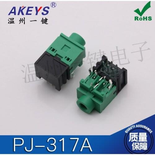 10 pcs PJ-317A 11 Feet Blackish Green Color 3.5MM Headphones Jack Switch 4 Fixed Foot Socket USB