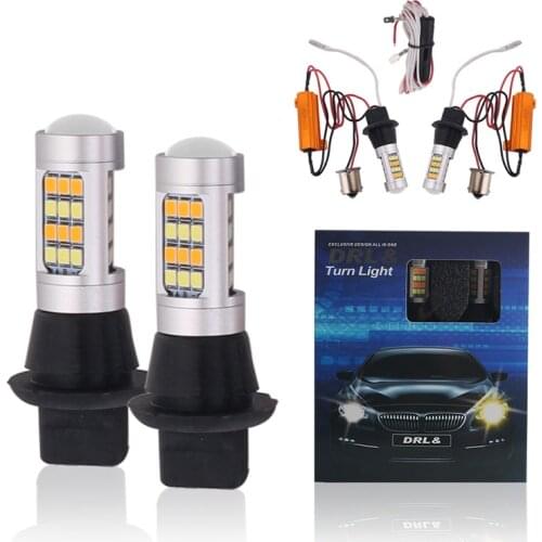 2pcs BA15S 1156 P21W BAU15S PY21W T20 W21W 7440 42LED Canbus DRL Running lights Turn Signal Light Dual Mode For Car Lighting 12V