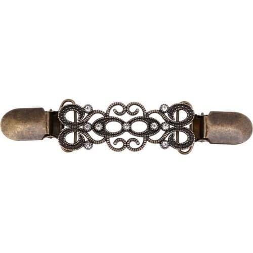 4 Pcs/set Fashion Women Sweater Clips Alloy Inlaid Rhinestone Cardigan Link Buckle Collar Clip