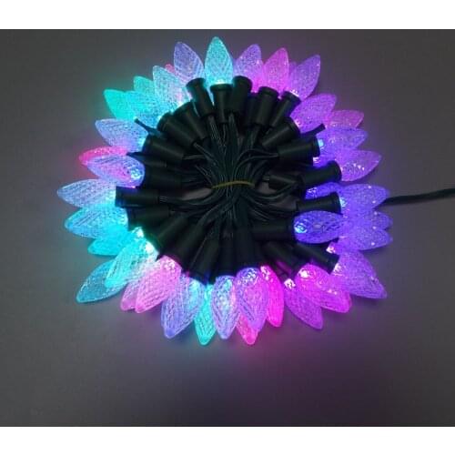 500pcs C9 DC12V WS2811 50nodes addressable RGB LED Christmas pixel string light;6inches(15cm) wire length;all GREEN wire;IP68