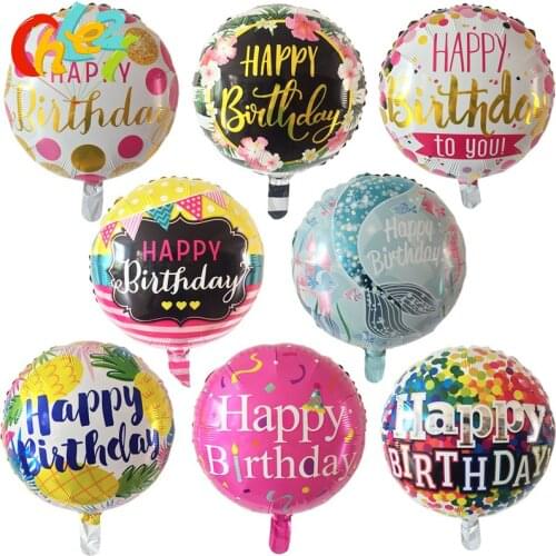 7 pcs 18 inch Happy birthday Round balloons helium foil balloons kids adult birthday party decorations supplies baby shower