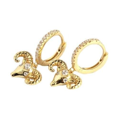 925 Sterling Silver Earring Fashion Animal Sheep Head Drop Earring Skull Heart Shape Personality Trend Woman Girl Boy Ear Jewelr