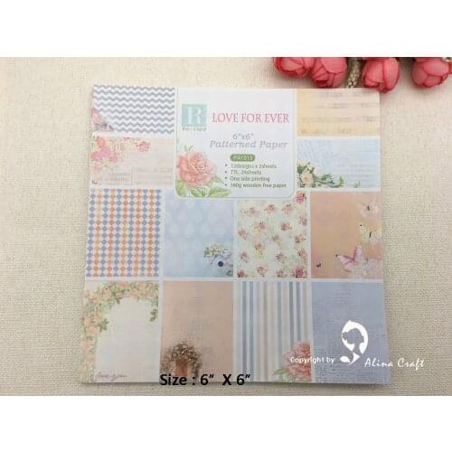 AlinaCraft 24 sheet 6"X6" love patterned paper Scrapbooking paper pack handmade craft paper craft Background pad