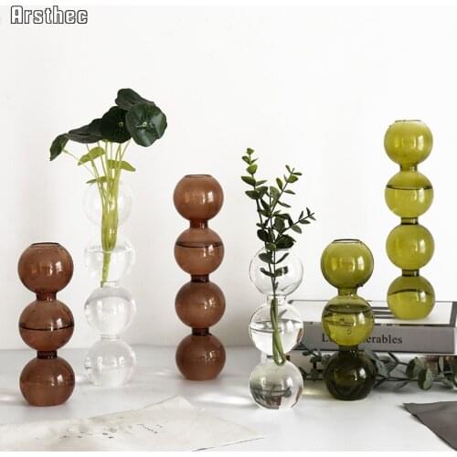 Arsthec Glass Clear Vases For Flower Arrangements Modern Creative Minimalist Wedding Desktop Accessories Home Room Decoration