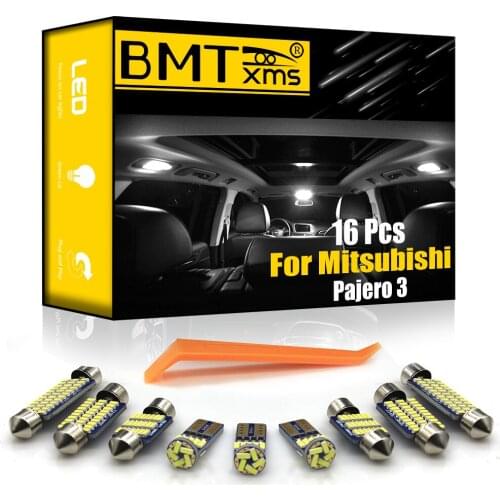 BMTxms 16Pcs For Mitsubishi Montero Shogun Pajero 3 V60 V73 V75 V77 (2000-2006) Canbus Vehicle LED Bulbs Interior Light Kit