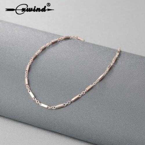 Geometric Multi Bar Charms Anklets for Women Fashion Square Bar Anklet Rose Gold Decoration Bracelet Beach Foot Jewelry