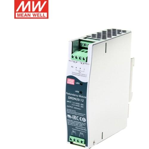 MEAN WELL DRDN20-12/24/48 12V 24V 48V 20A DIN Rail Type Power Supply Redundancy Module