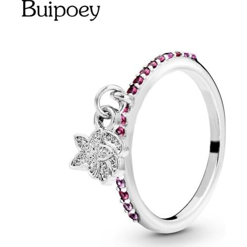 Buipoey Colorful Crystal Gold Rings For Women Girls Original Stackable Meteor Charm Ring Fit Couple Family Friend Party Jewelry